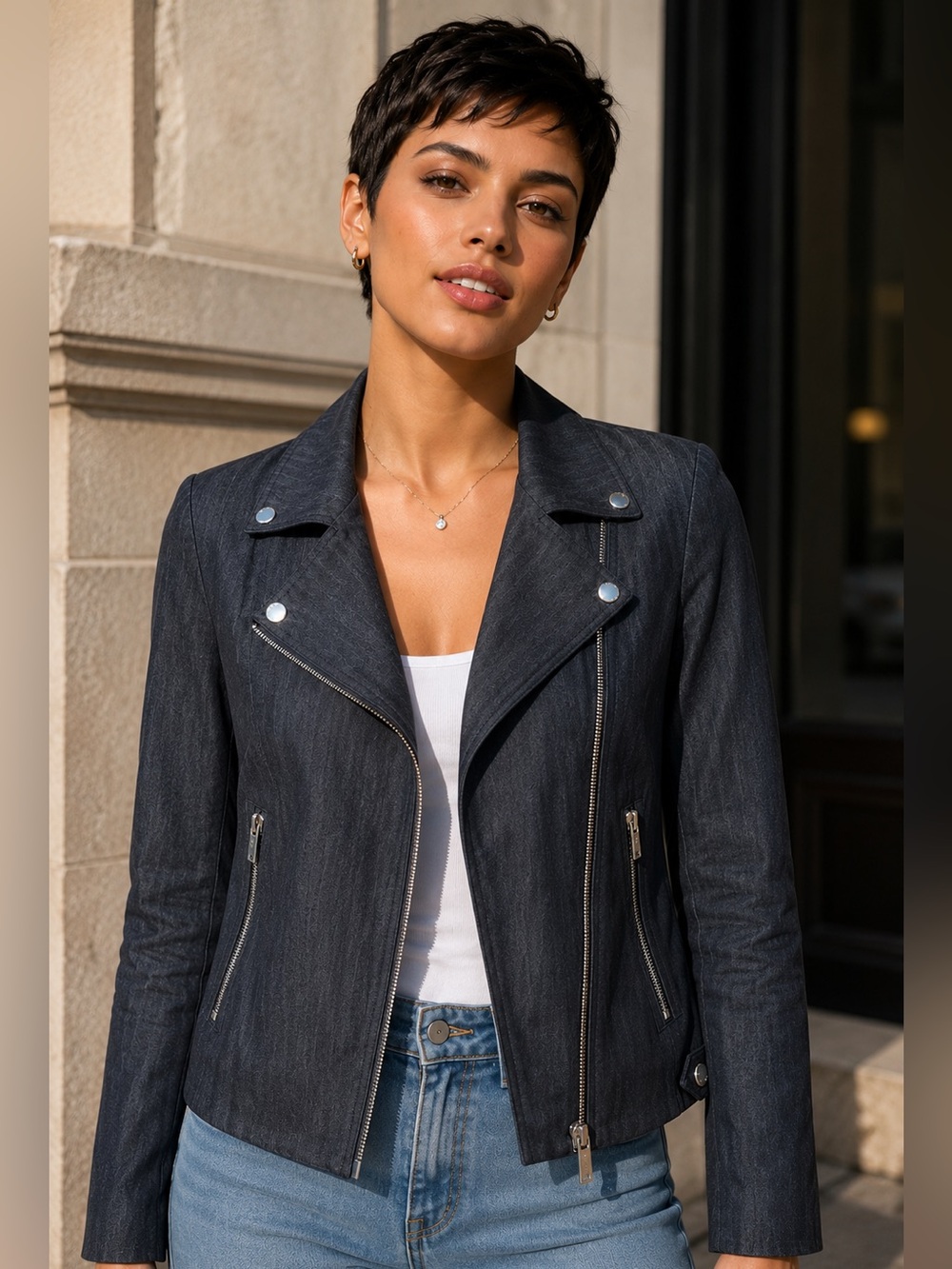 Calvin Klein Black Moto Jacket Size 8